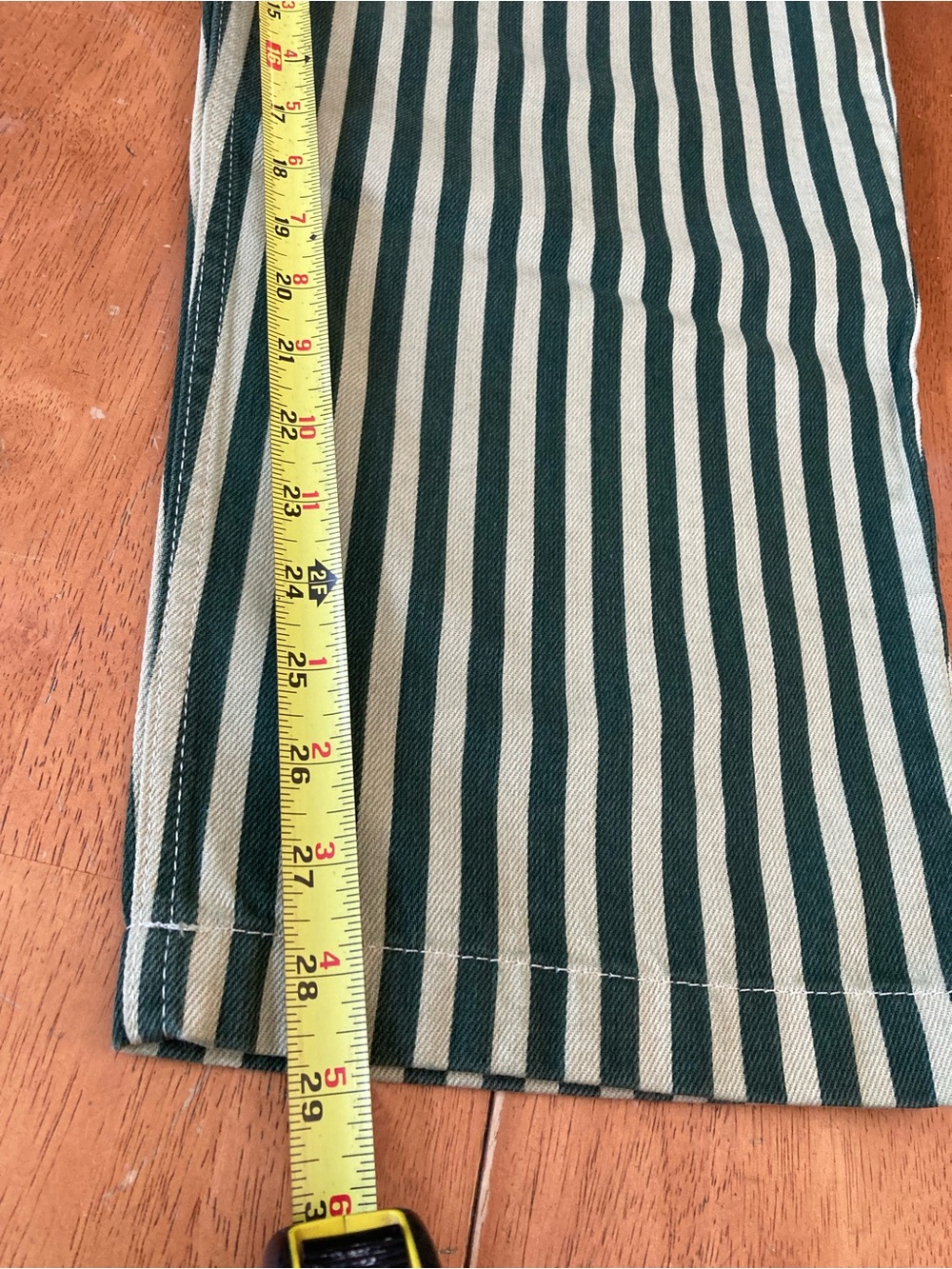 Topshop pinstripe banana wide leg pants in khaki - size 10 - Picture 12 of 13